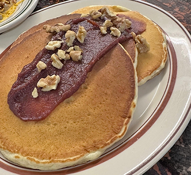 North 40 in Rolla, homemade pancakes with fresh jam and nuts
