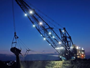 one of falkirk mine's 8750 marion draglines. these draglines have a 125 yard bucket that could hold 4 full size pickups, two side by side and two on top of each other. photo